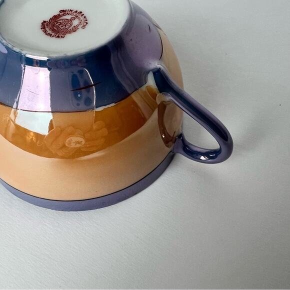 Vintage Chikaramachi Lavender & Peach Bird Floral Hand Painted Teacup Saucer Set - Picture 15 of 15